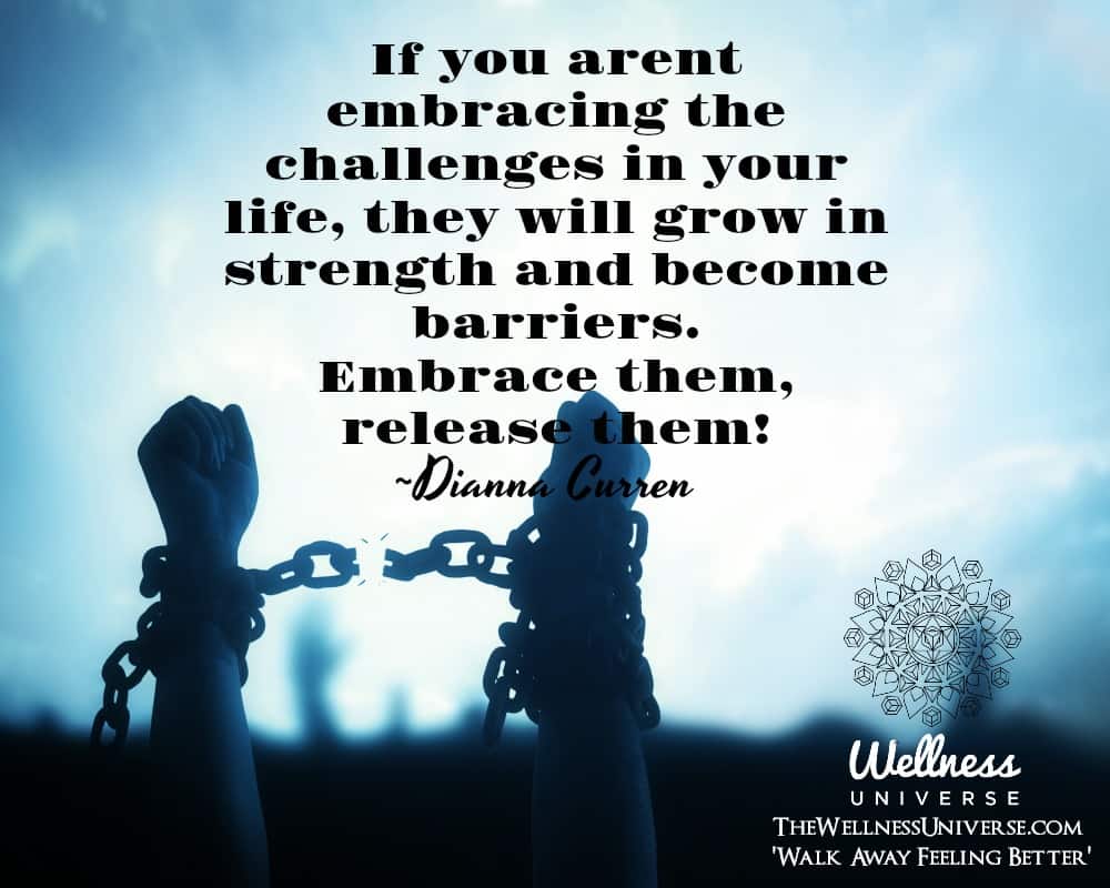 If you arent embracing the challenges in your life, they will grow in strength and become barriers.