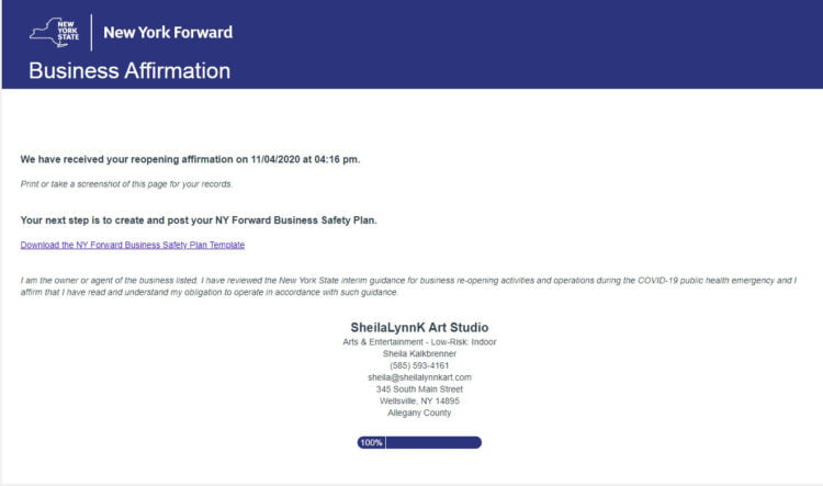 In compliance with NY guidelines for safely re-opening during Covid-19 precautions, the details for 
