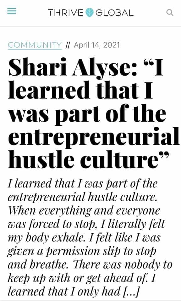 I was recently featured in Thrive Global sharing about the 5 things I learned during social isolatio