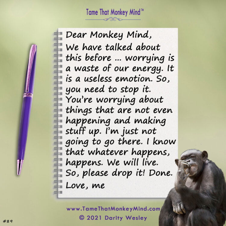 Here’s the latest post from my Tame That Monkey Mind Facebook page and website http://www.Tame