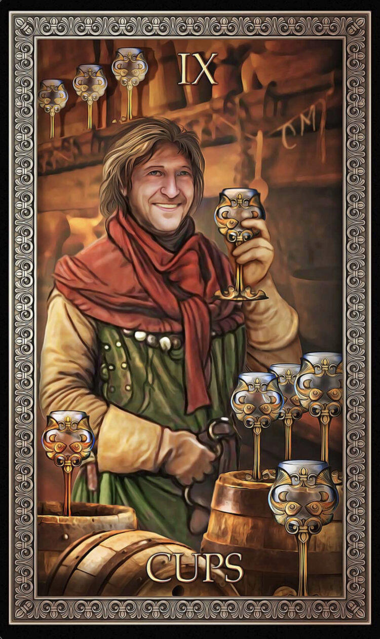 “Today’s a great day to cheerfully create & celebrate.” Nine Of Cups – Tarot Grand L