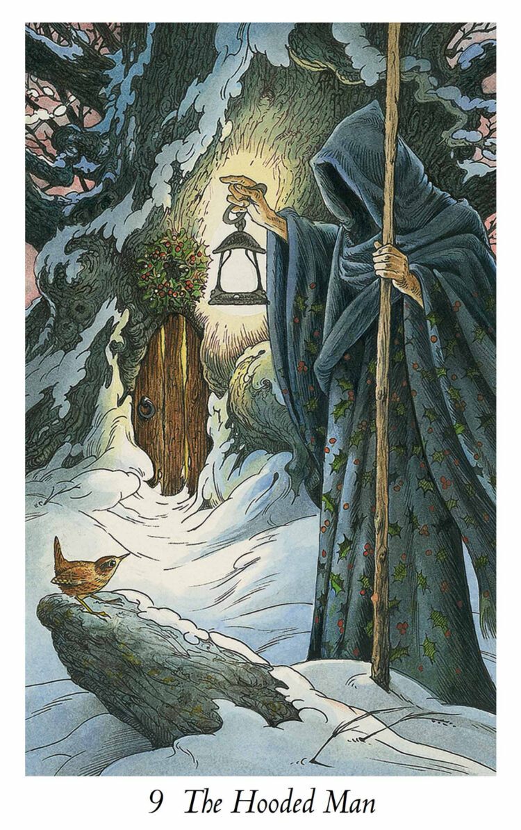 “Today’s a great day to mind your own business.” The Hooded Man – Wild Wood Tarot Deck J