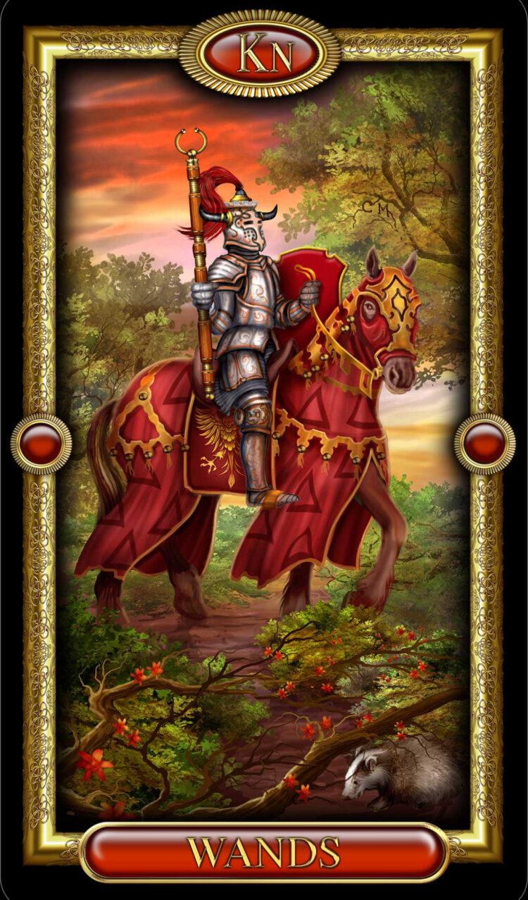 “Today’s a great day to saddle up and go!” Knight Of Wands – Tarot Royale Deck Join me o