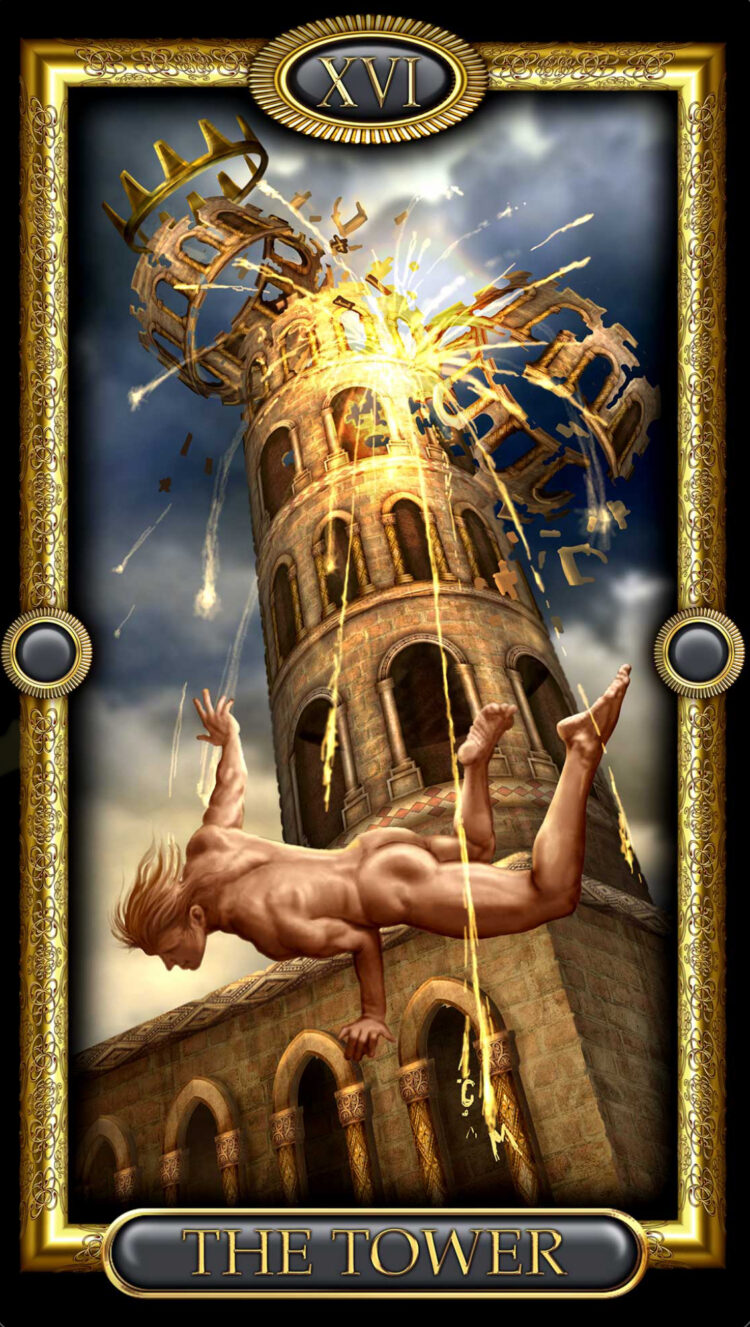 “Today’s a great day to escape while you can.” The Tower – Tarot Royale Deck & App J