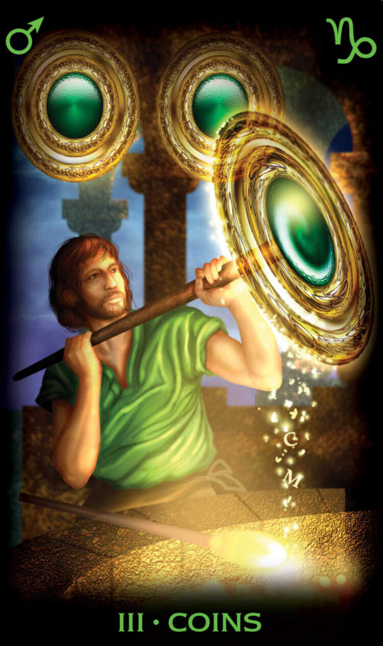 “Today’s a great day to mind your own business.” Three Of Coins – Tarot Of Dreams Deck &