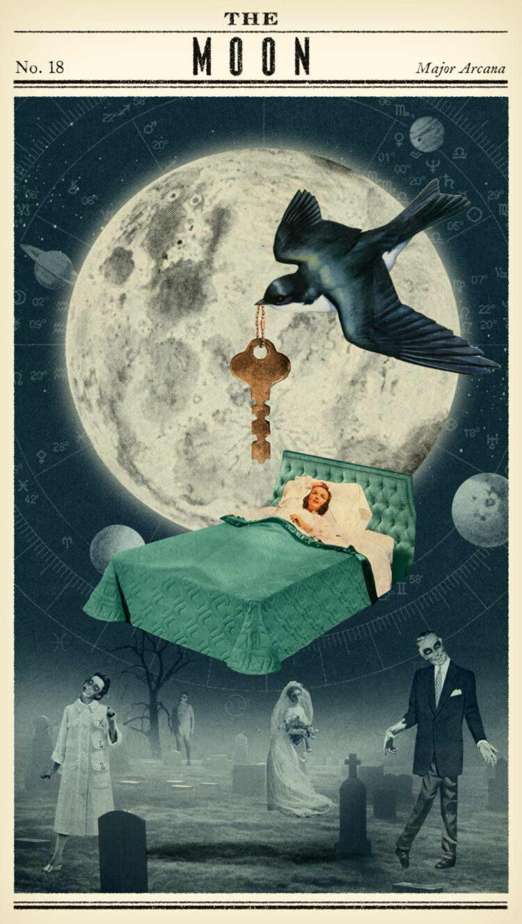 “Today’s a great day to sleep on those unwanted emotions.” The Moon – Zombie Tarot Deck