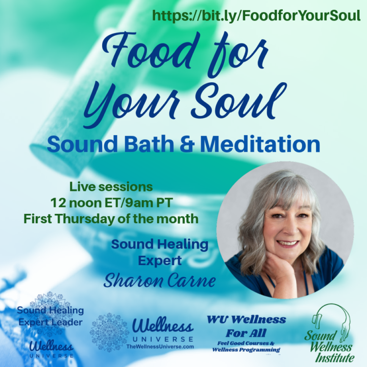 LIVE TODAY! Sharon Carne – Food for Your Soul Join us on the 1st Thursday of the month at 12pm