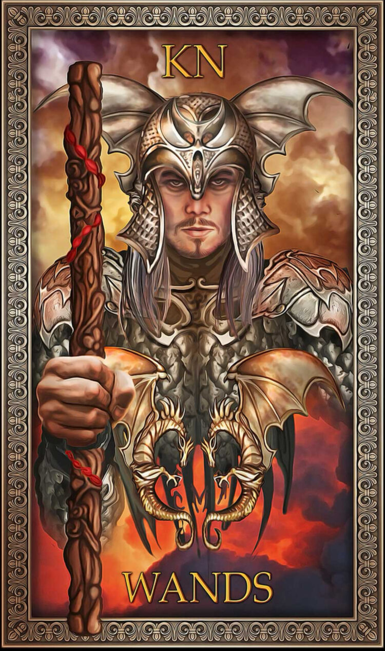 “Today’s a great day to face trouble head on.” Knight Of Wands – Tarot Grand Luxe Deck &