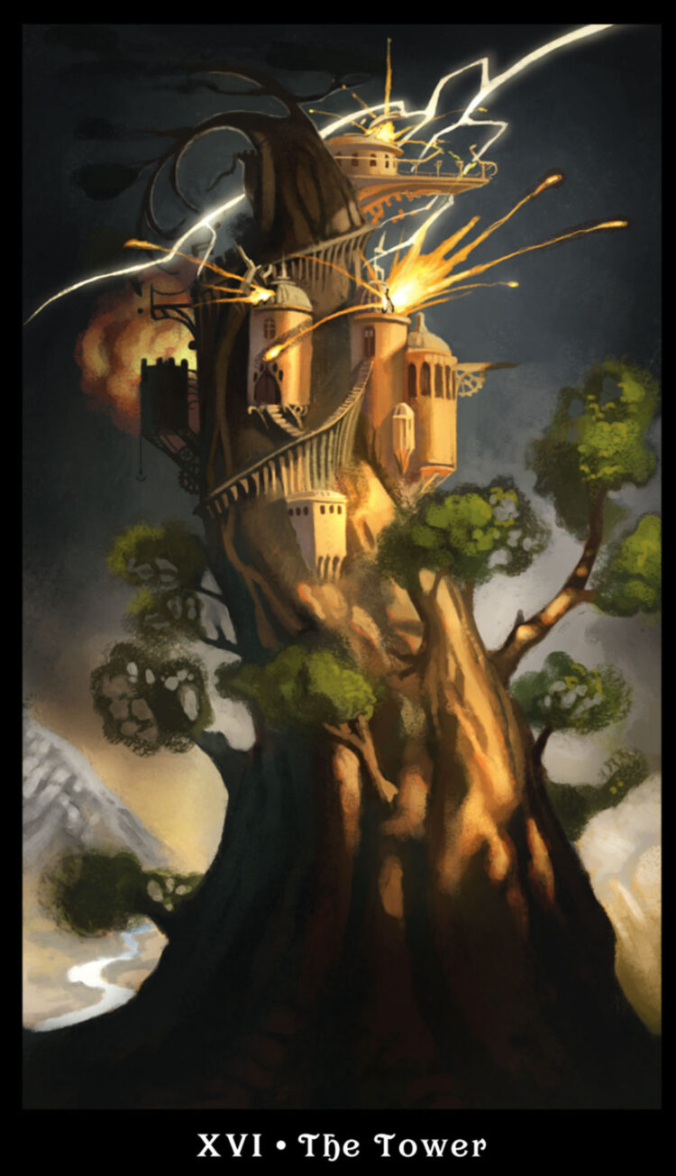 “Today’s a great day to shake it up.” The Tower – SteamPunk Tarot Deck & App Join my