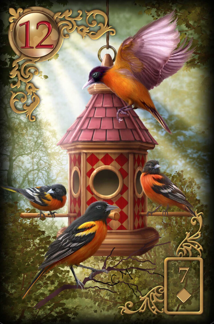 “Today’s a great day to communicate clearly.” Birds – Gilded Reverie Lenormand Deck &