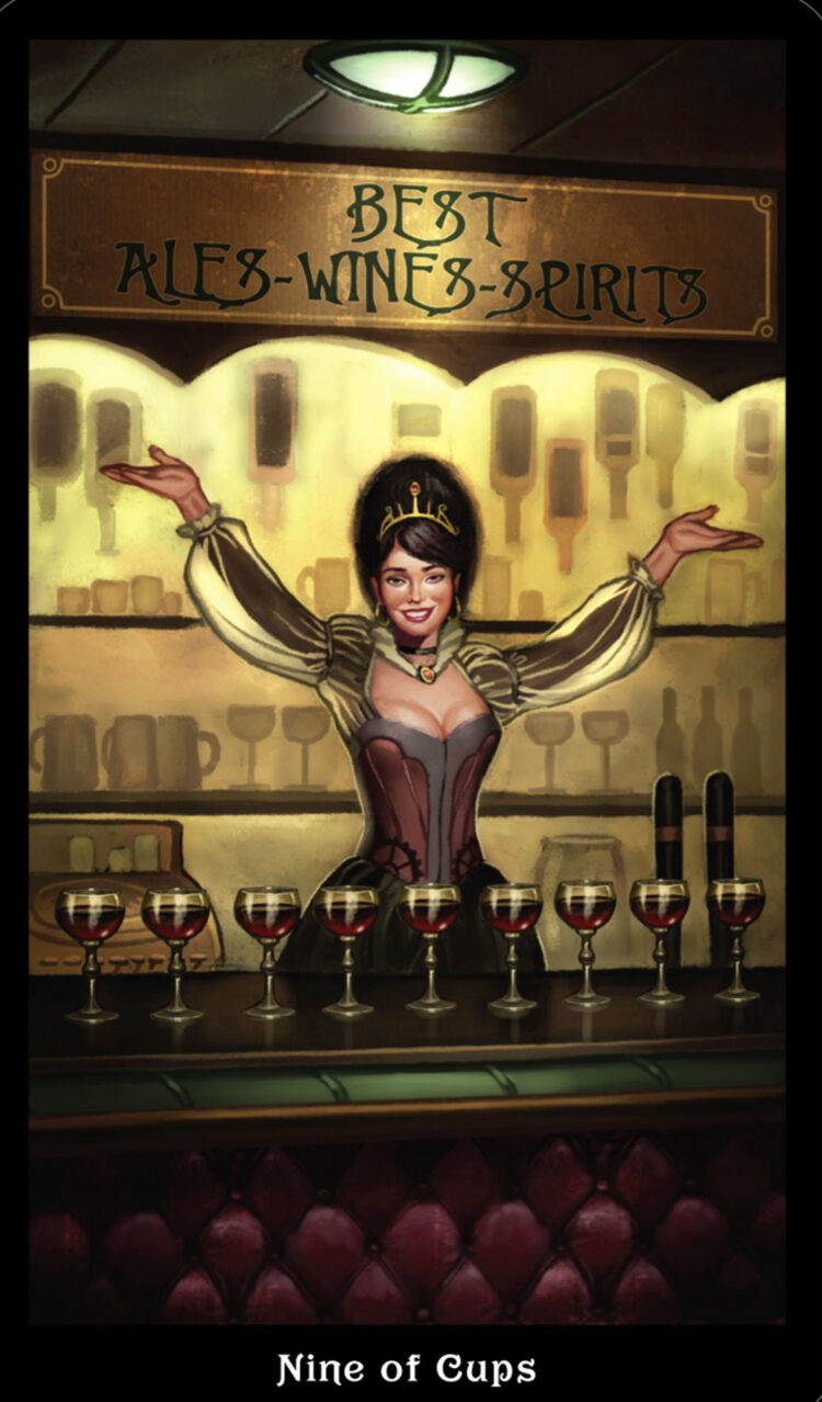 “Today’s a great day to accept the good stuff.” Nine Of Cups – SteamPunk Tarot Deck &