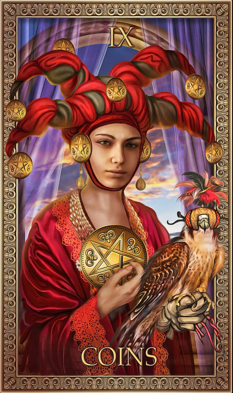 “Today’s a great day to spend time at home.” Nine Of Coins – Tarot Grand Luxe Deck &