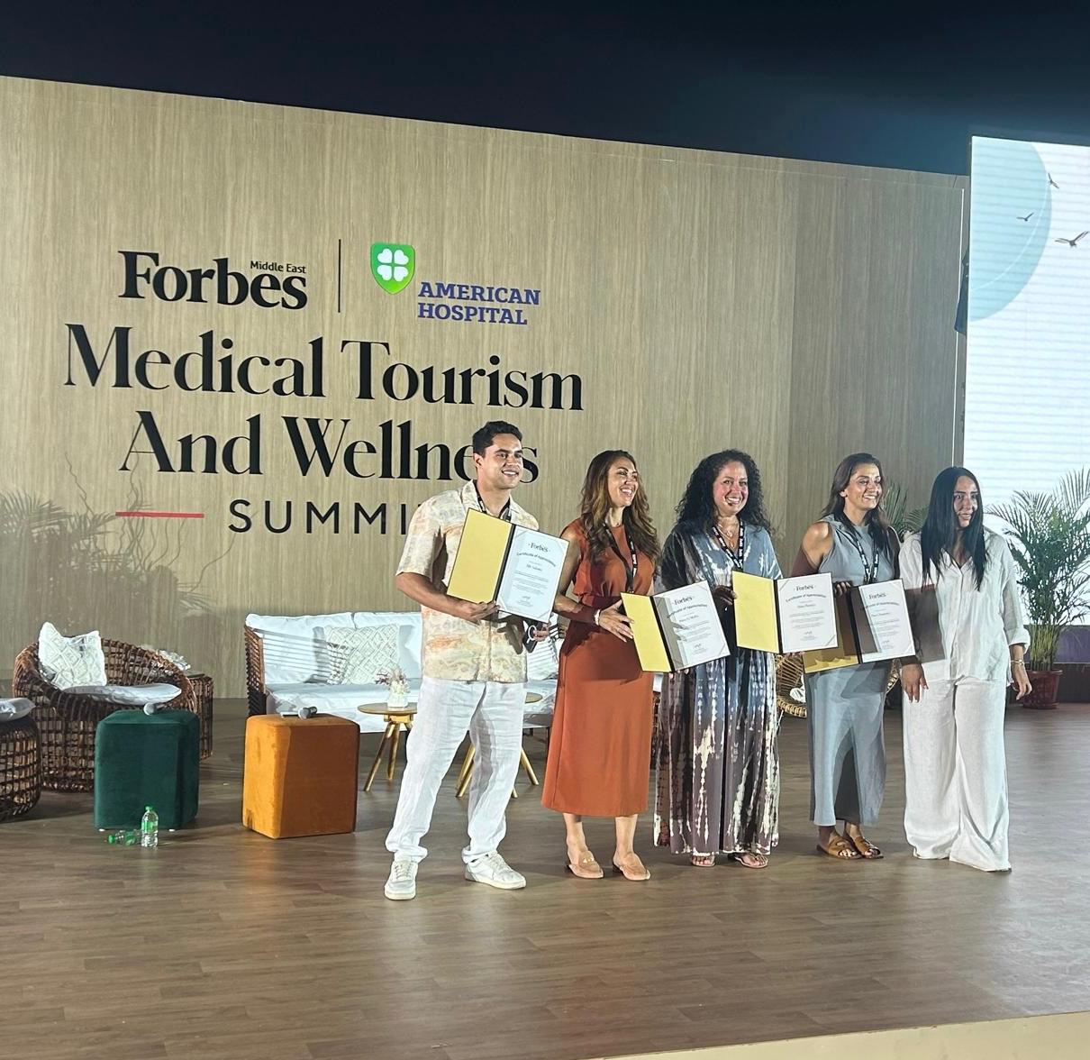 Anna Pereira speaking at the Forbes Middle East Medical Tourism and Wellness Summit in Dubai